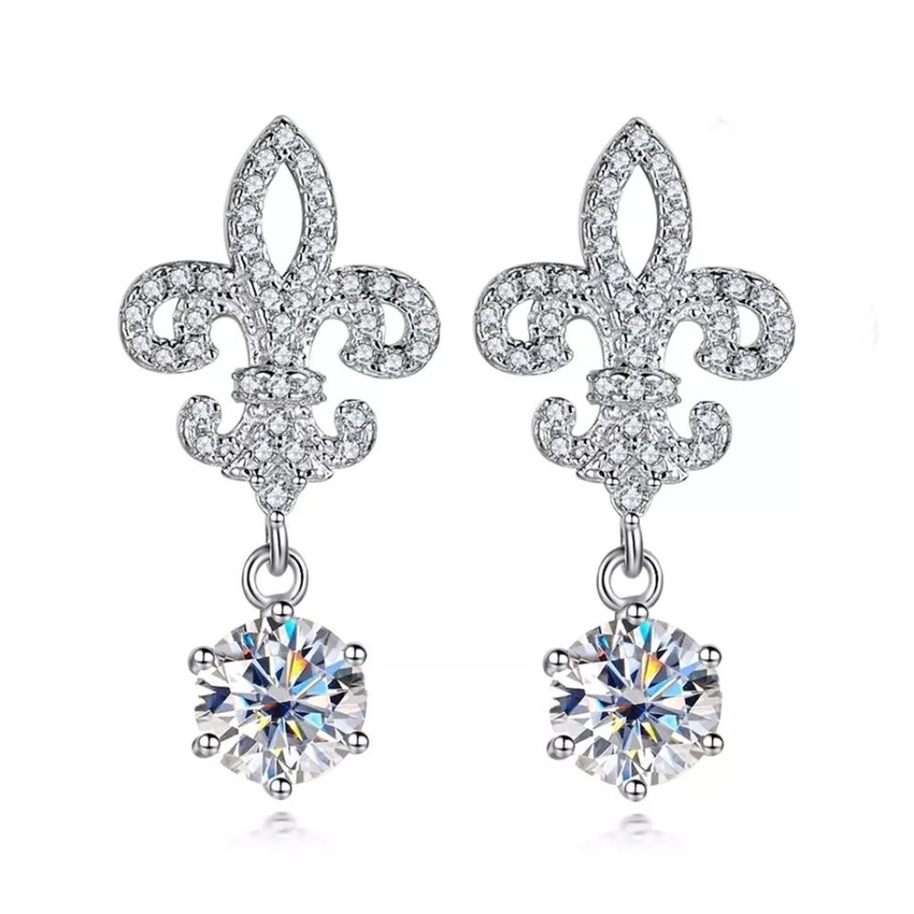 Certified 2ct. t.w. Diamond Dangle Earrings 18k White Gold over Italy Silver